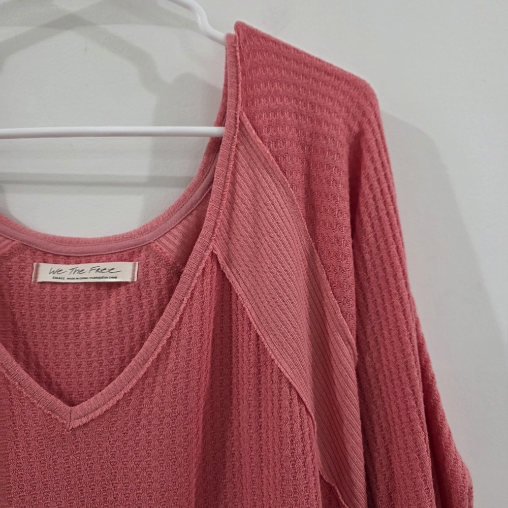 Free People Womens Santa Clara Thermal Top Size Small Oversized Slouchy Beach - Picture 2 of 9